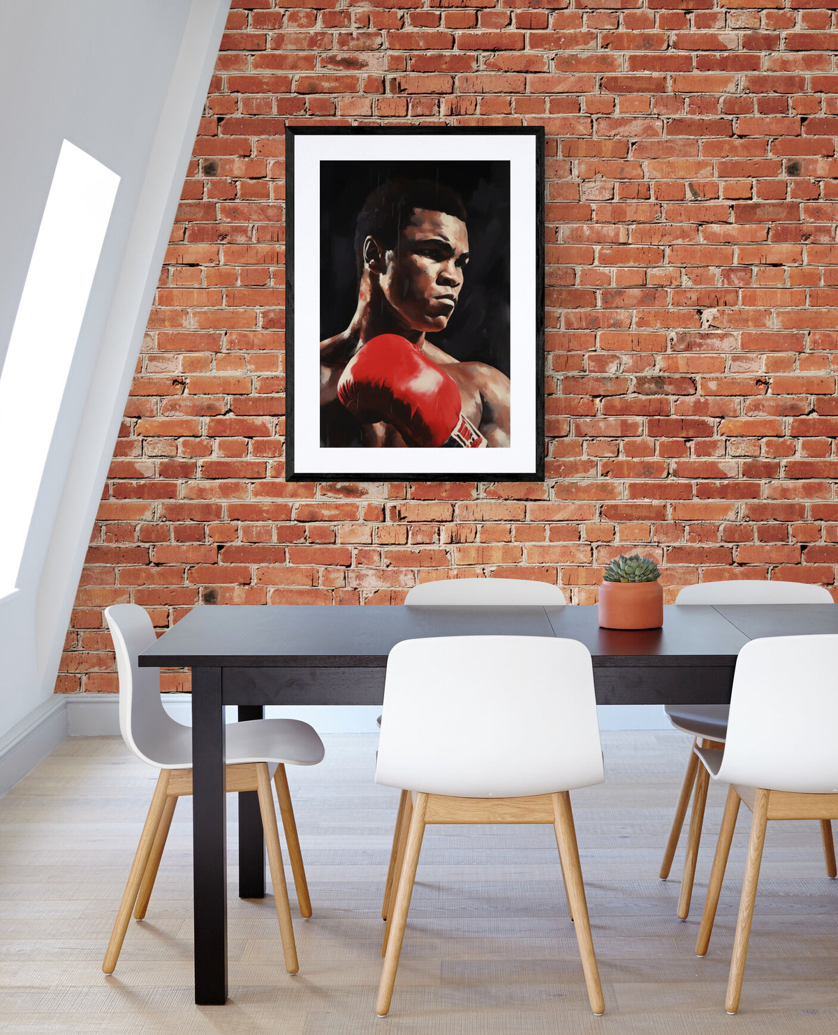 Póster Muhammad Ali en un interior
