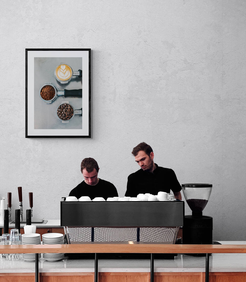 Póster Café en un interior