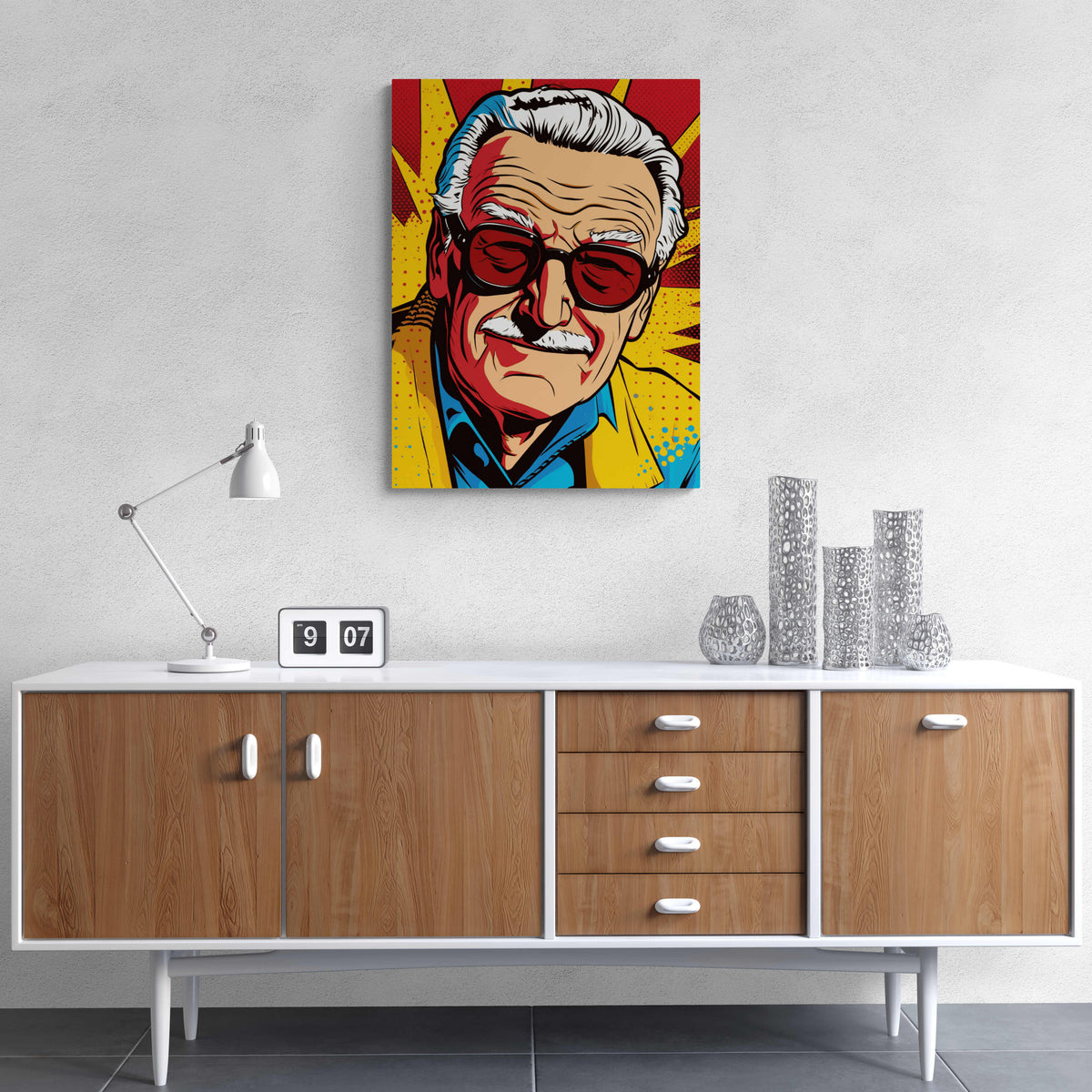 Stan Lee Caricatura en un interior