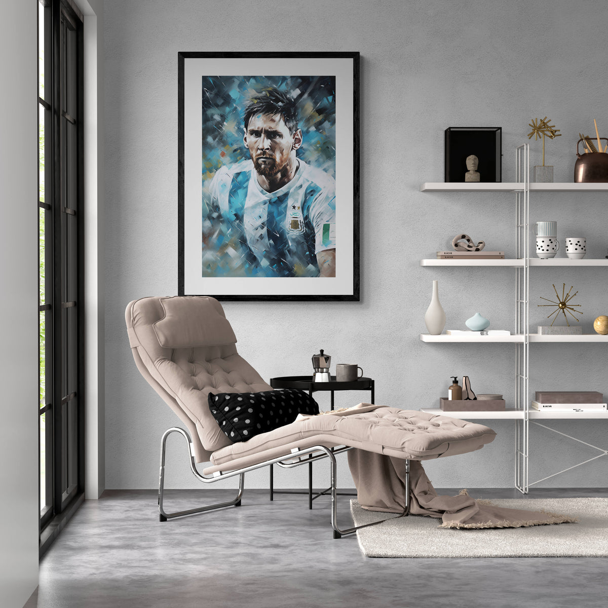 Póster Lionel Messi en un interior