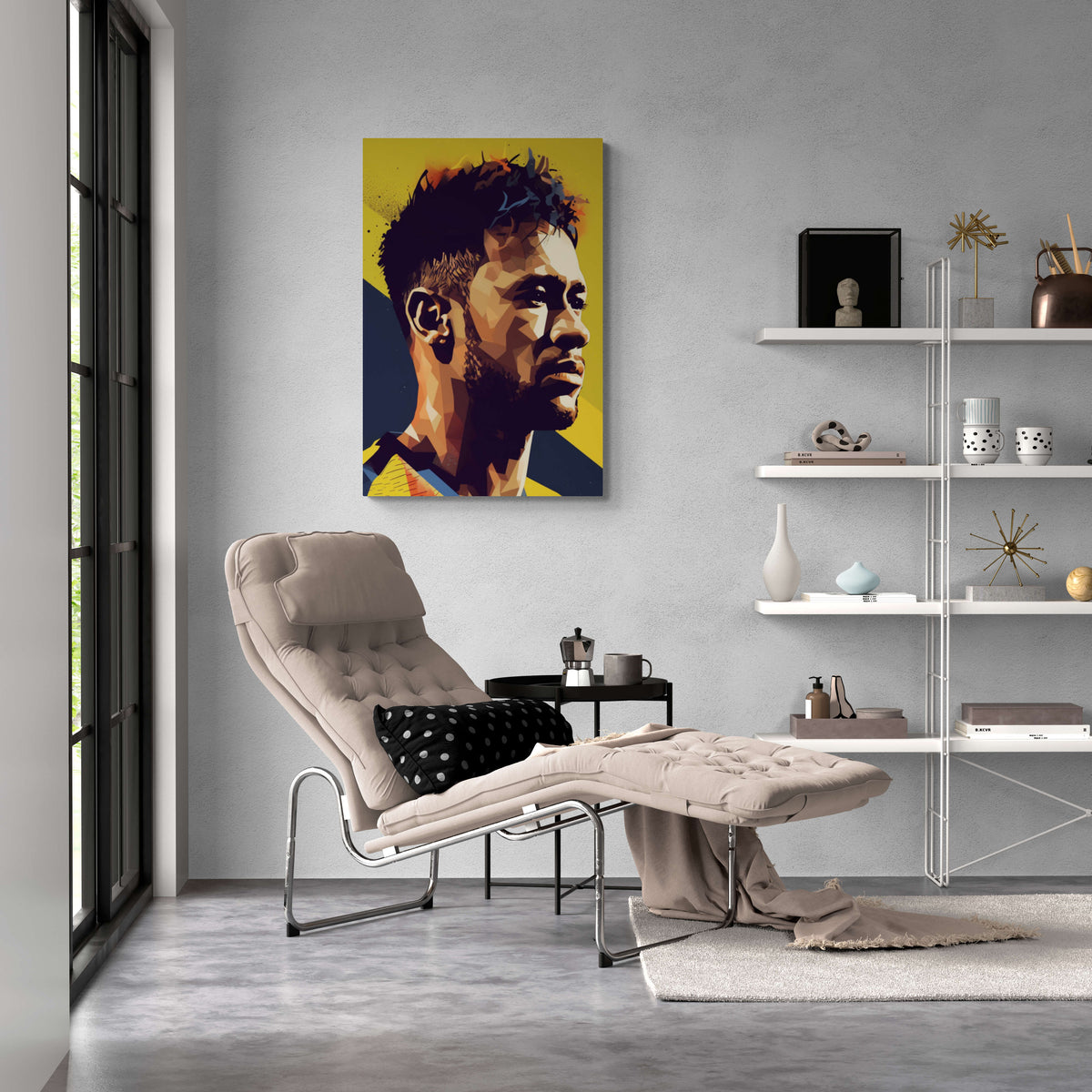 Neymar Pop Art en un interior