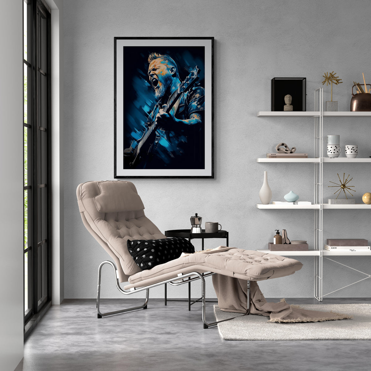 James Hetfield Metallica en un interior