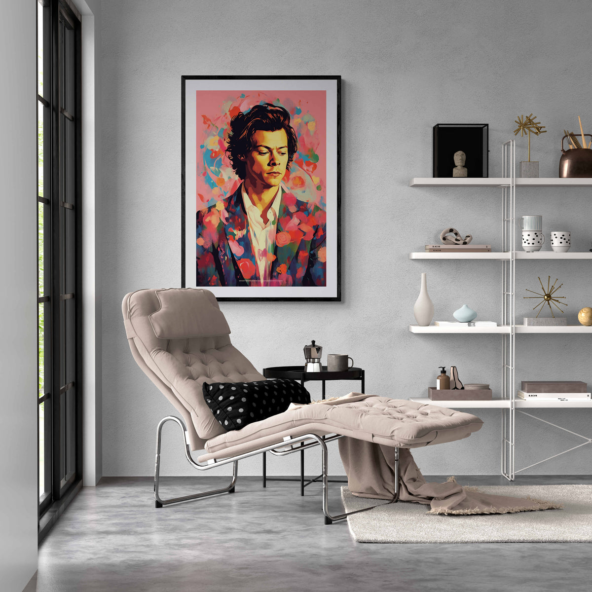 Harry Styles Roze en un interior