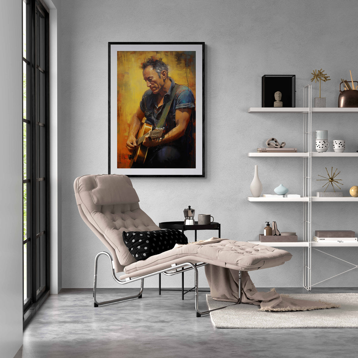Bruce Springsteen Gitaar en un interior