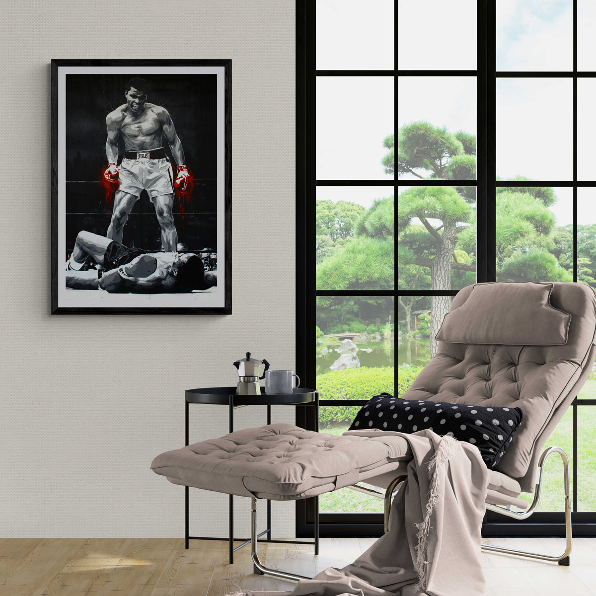 Póster de Muhammad Ali en un interior