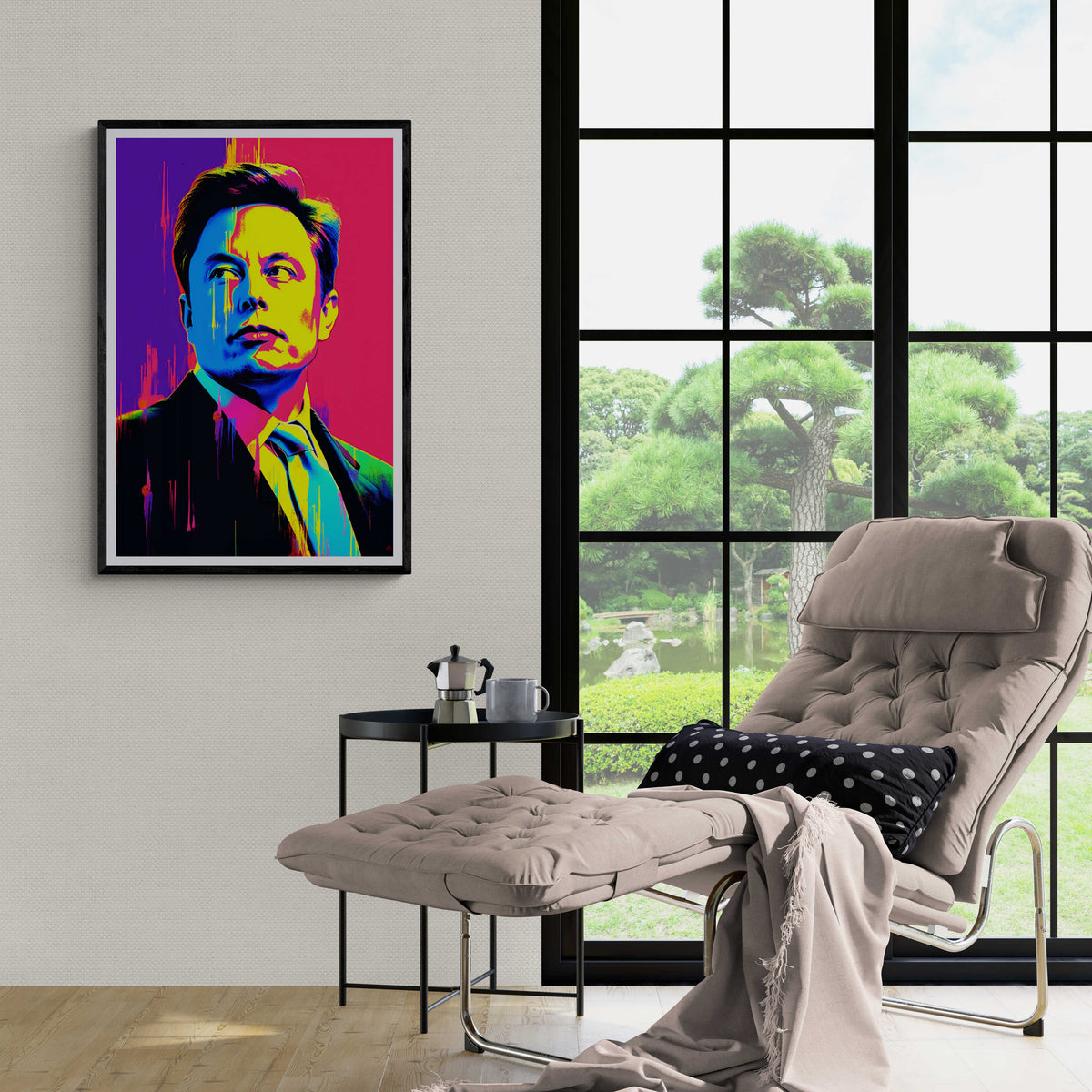 Póster Elon Musk en un interior
