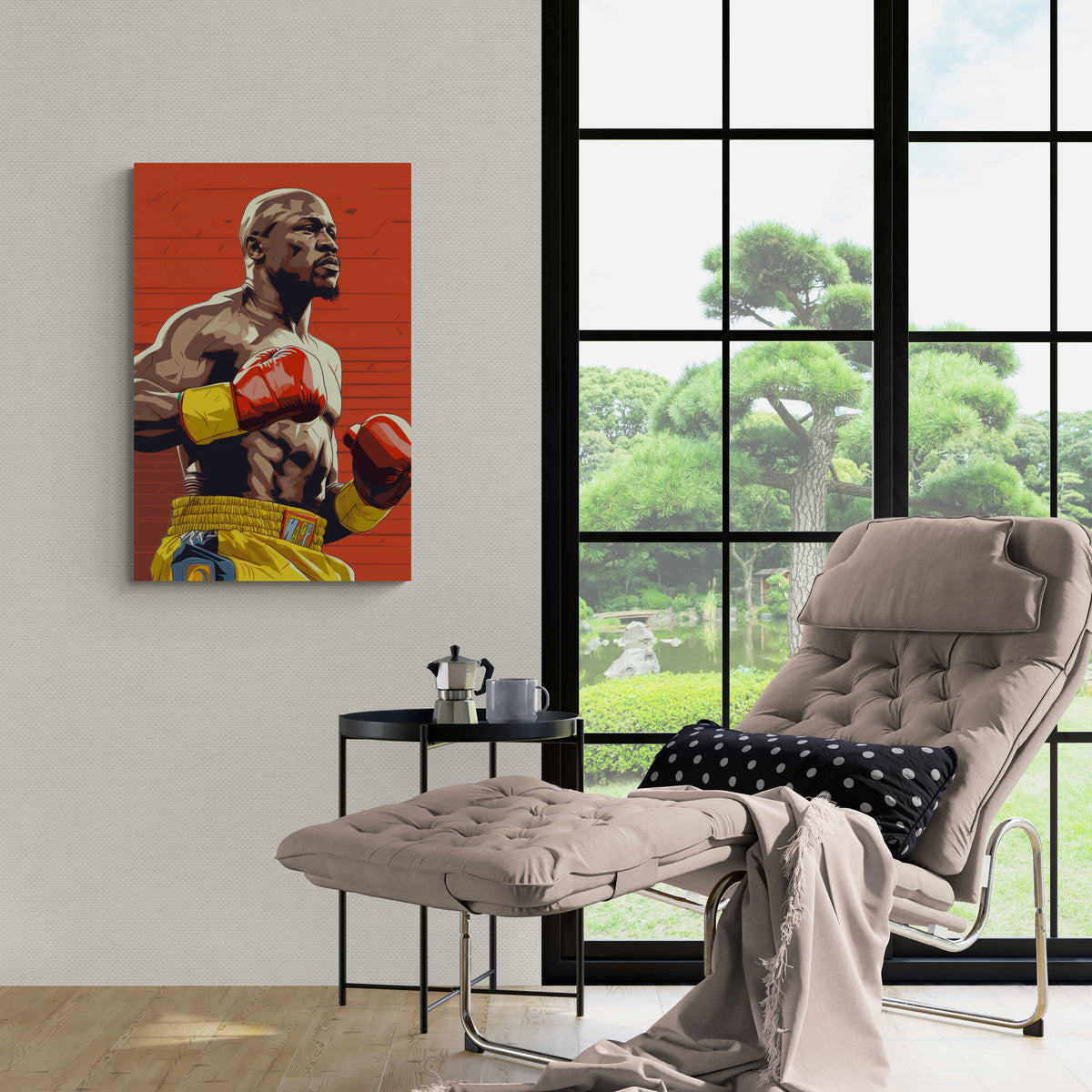 Floyd Money Mayweather en un interior
