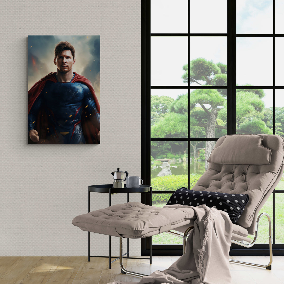 Messi Superhéroe en un interior