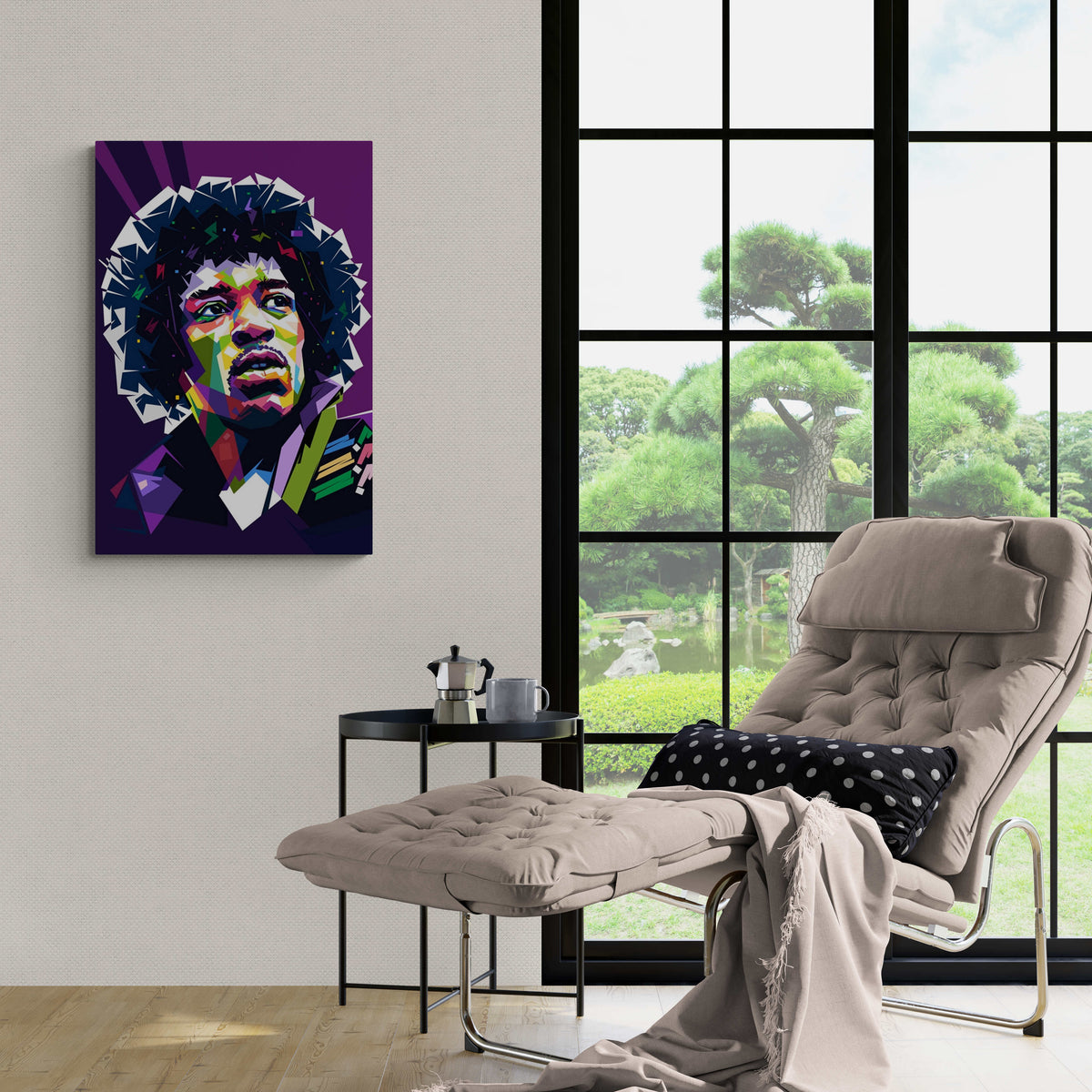 Jimi Hendrix en un interior