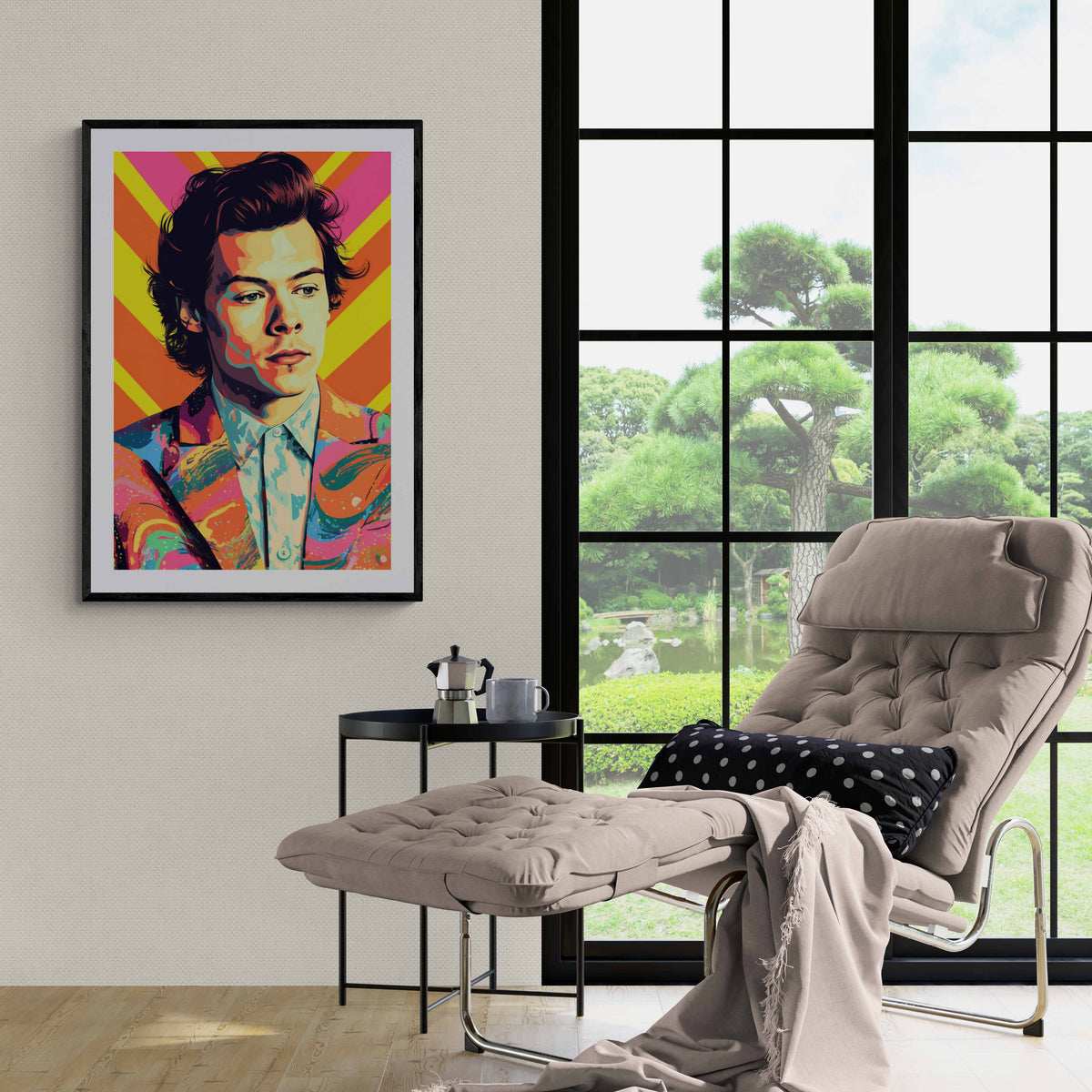 Harry Styles Retro en un interior