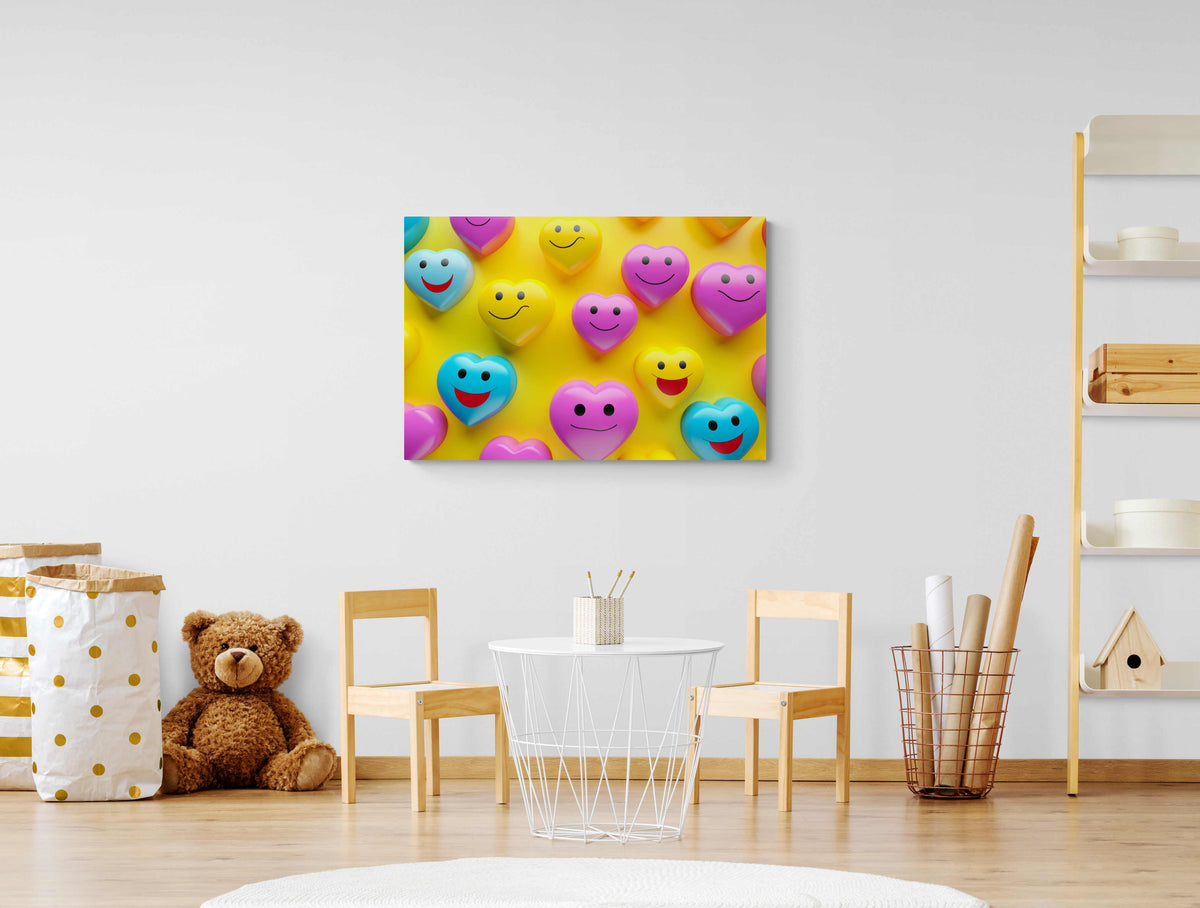 Corazones Smileys en un interior
