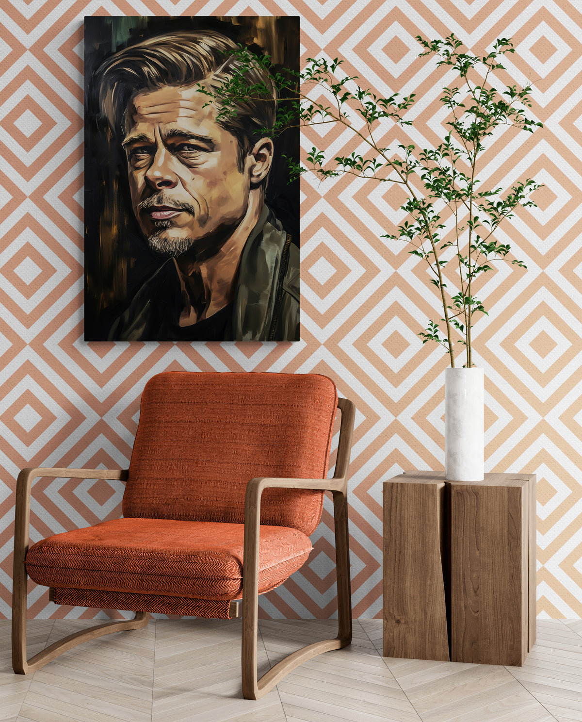 Brad Pitt Poster en un interior