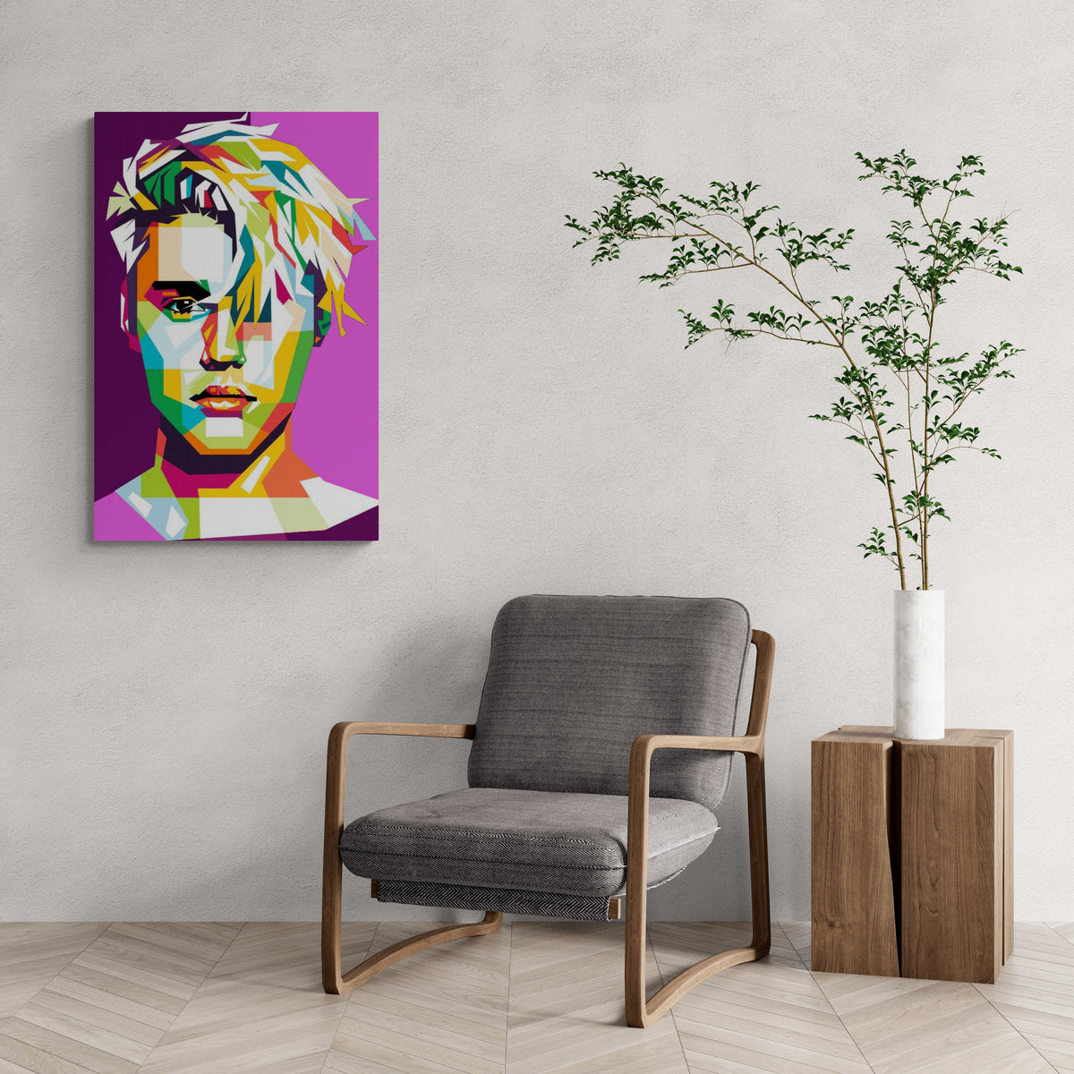Justin Bieber Rosa en un interior
