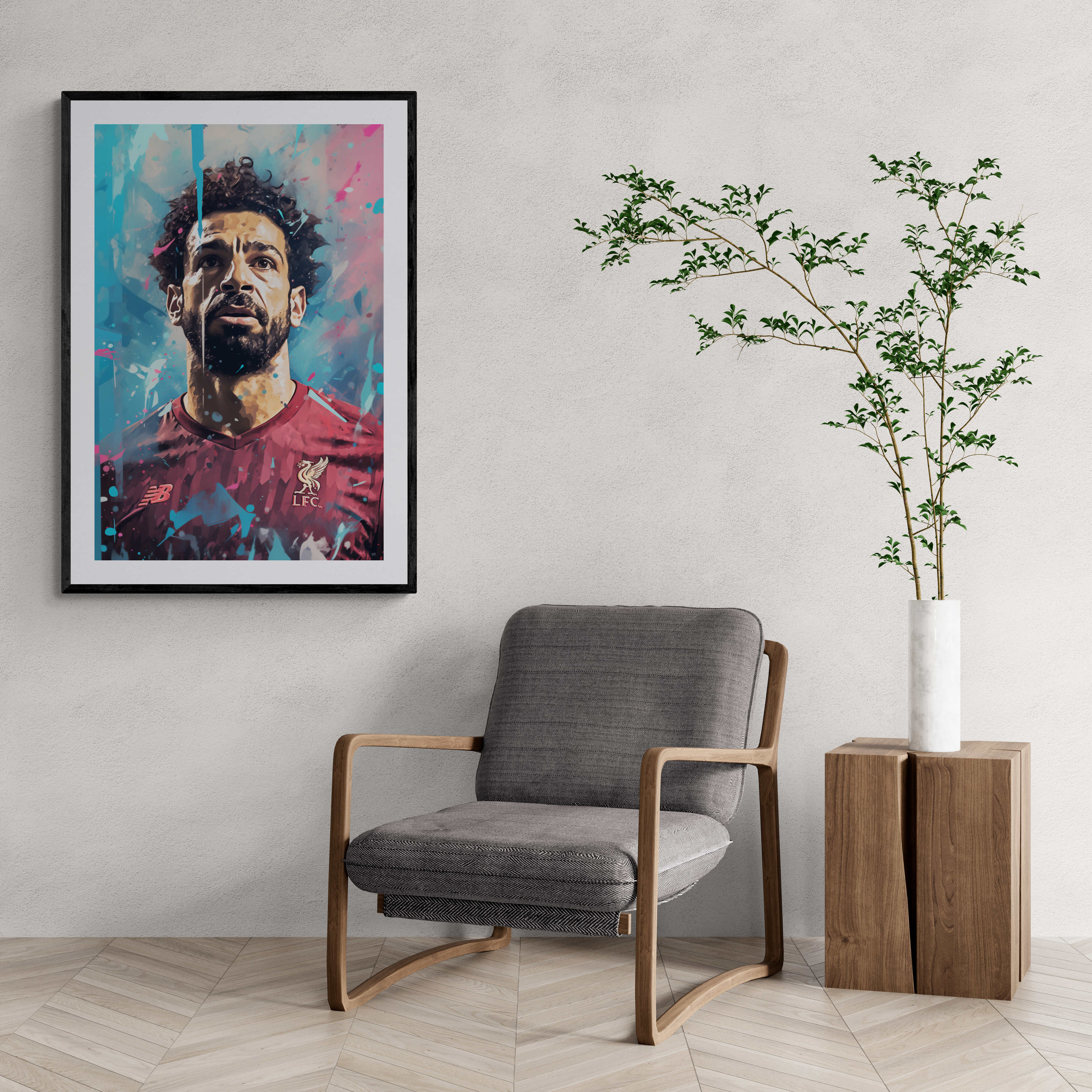 Mo Salah Blue Abstract