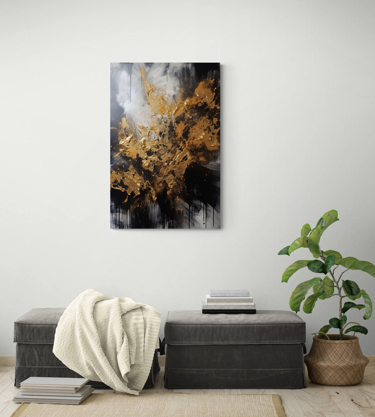 Abstracto Oro y Plata en un interior