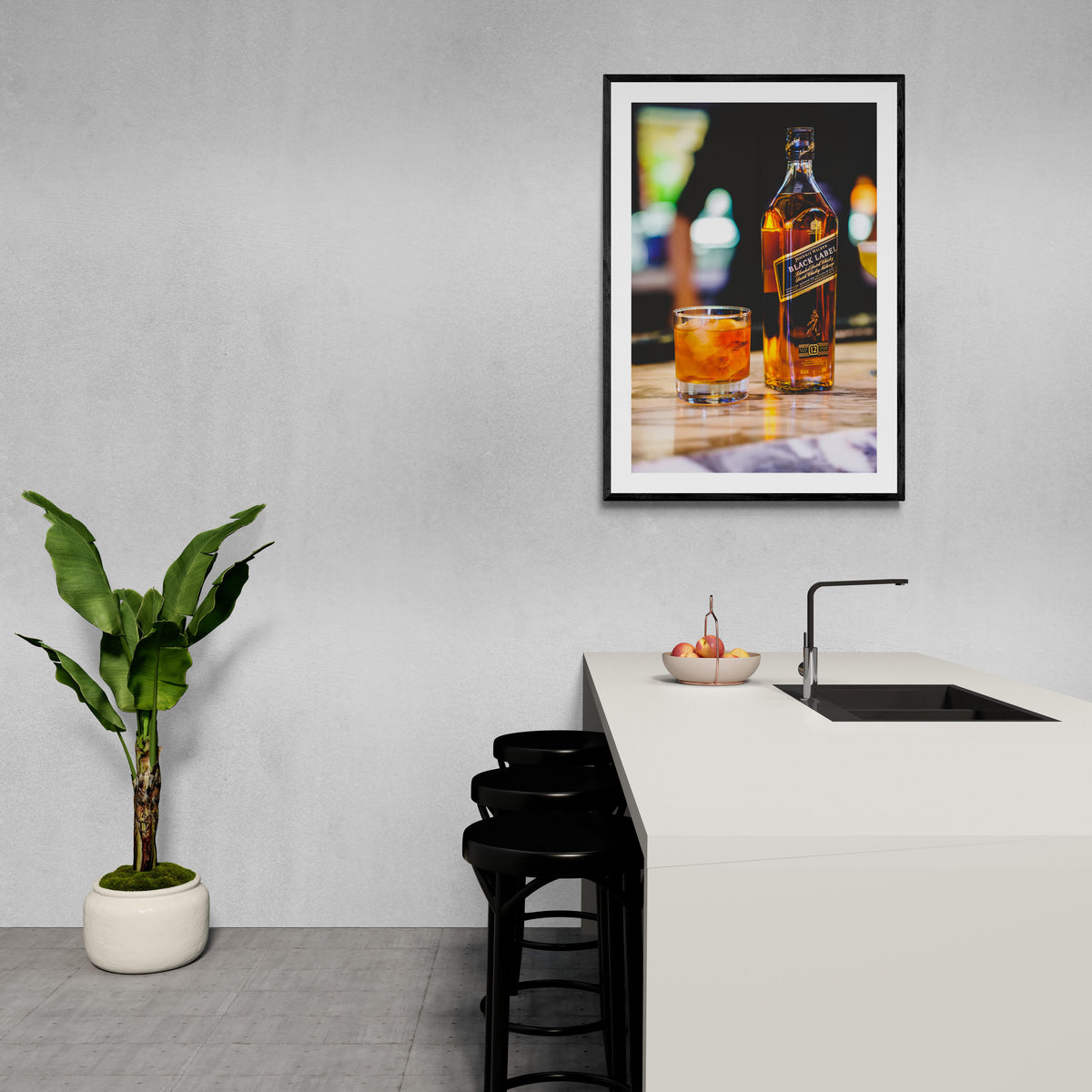 Whisky Black Label en un interior