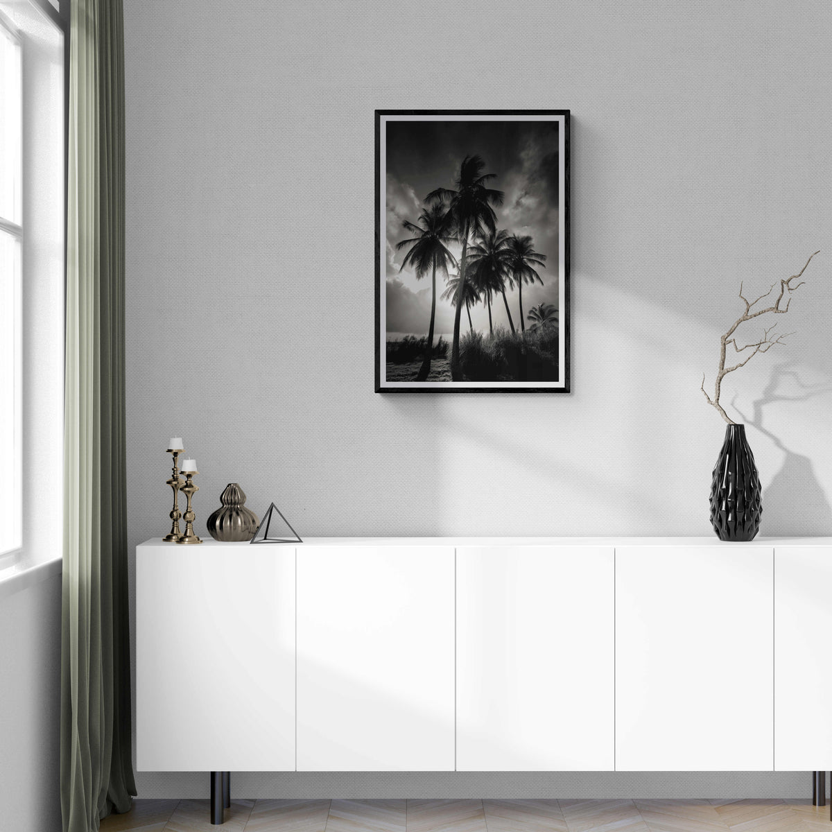 Palmeras en Blanco y Negro en un interior