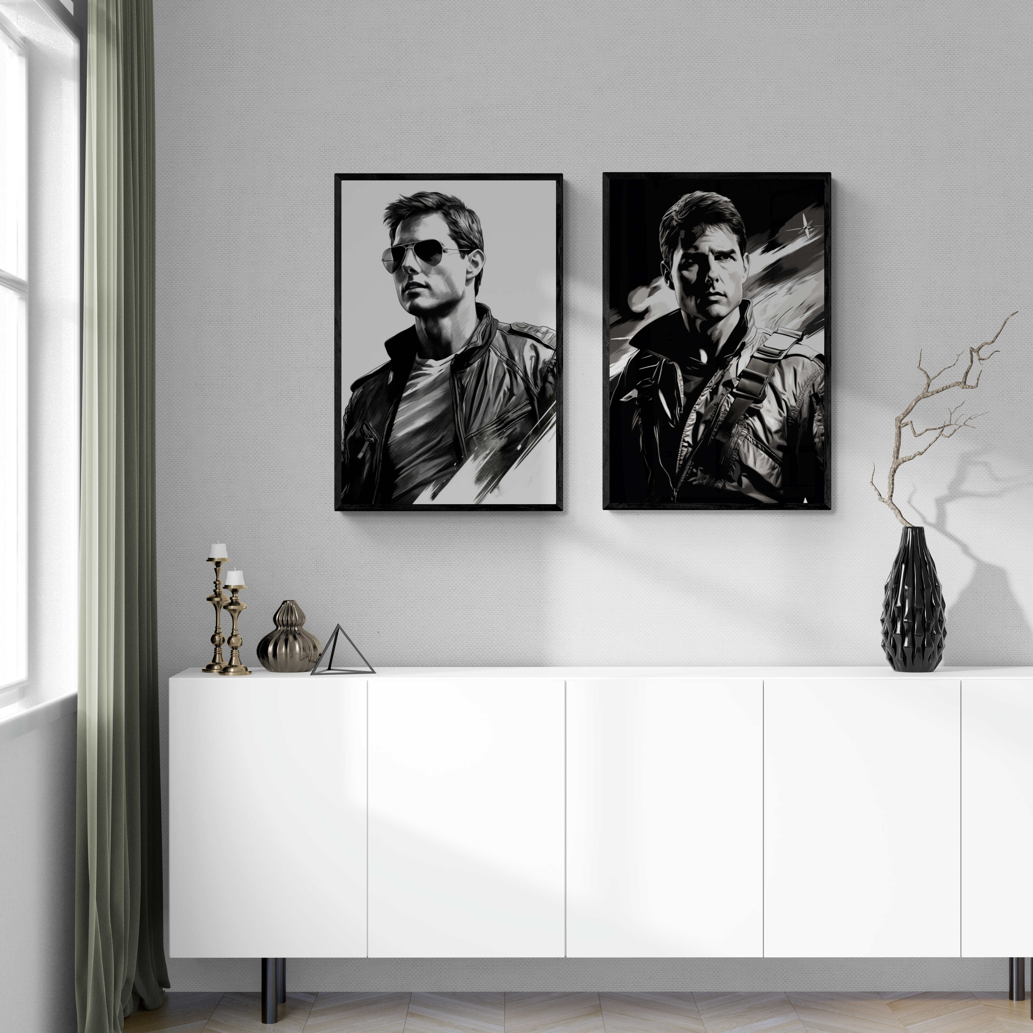 Tom Cruise Top Gun Framed Movie Print Maverick 24 x 36 Art.com Black popular & White