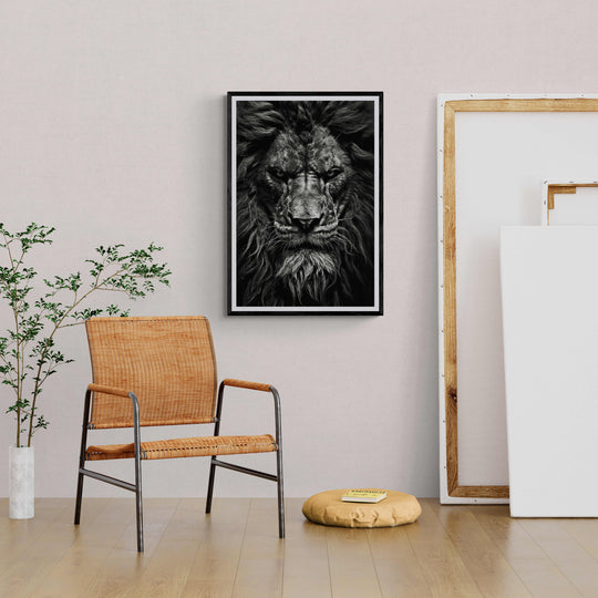 Löwe Poster Schwarz Weiß