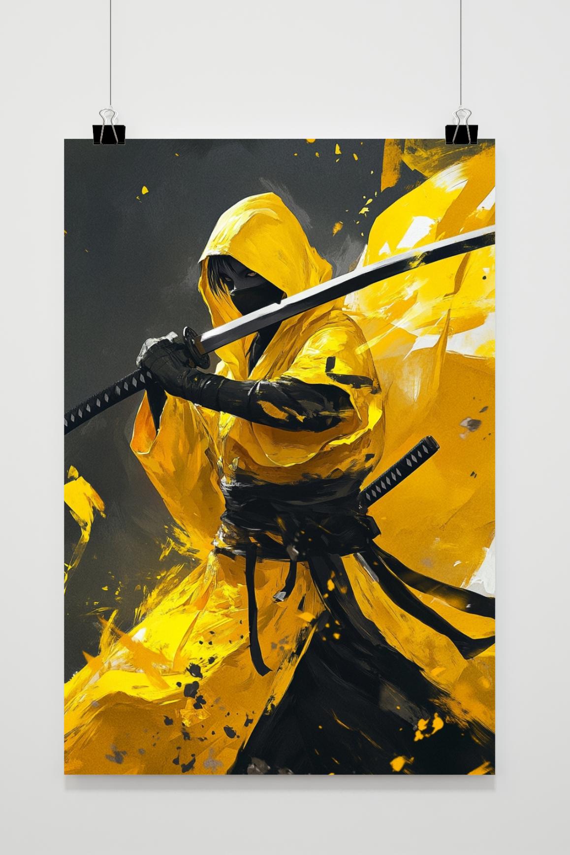 Yellow Ninja Samurai Sword Poster von 25 Artstreet