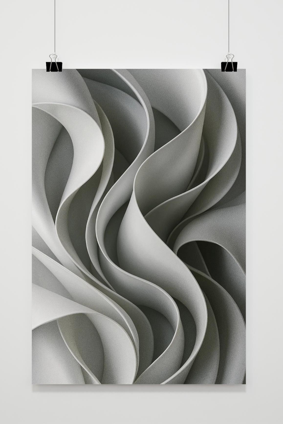 Affiche White Wave Abstract Digital de 25 Artstreet