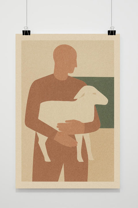 Man Sheep Minimalistic poster