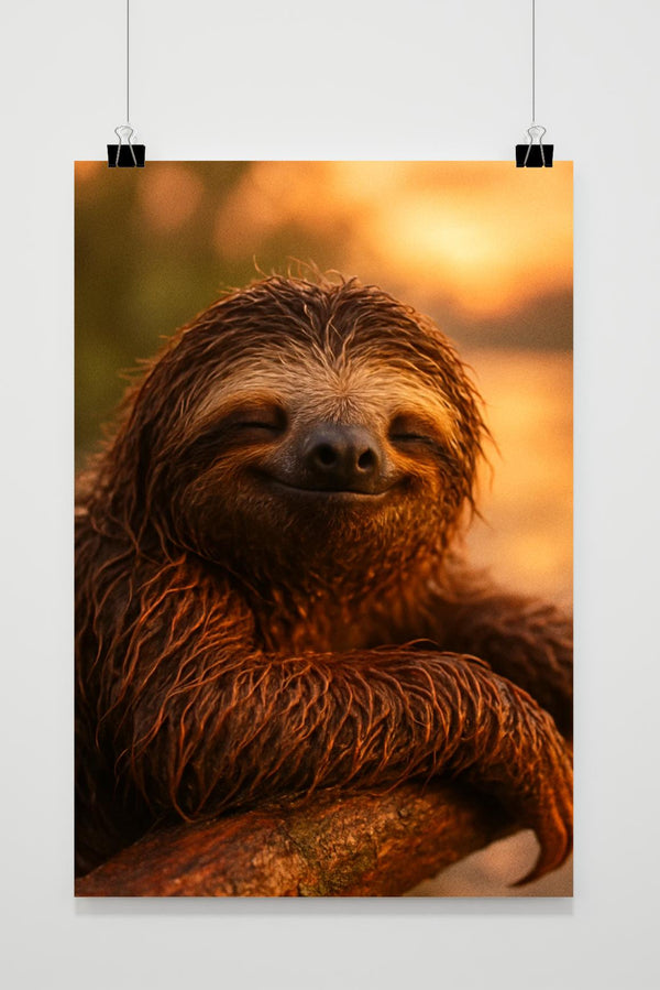 Sloth Smile Sunset Poster