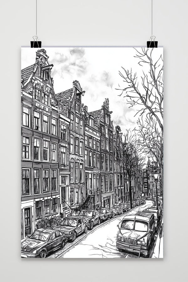 Póster Amsterdam Zwart-Wit