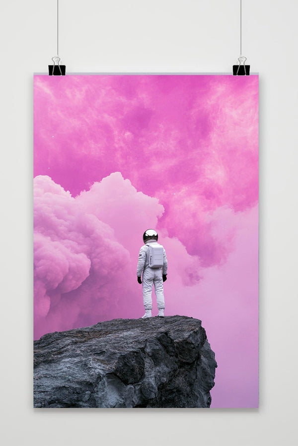 Póster Astronaut Pink Clouds