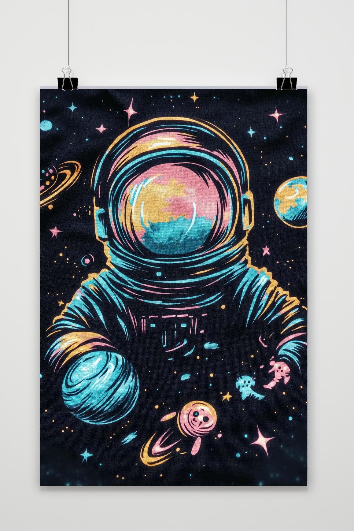 Affiche Astronaut Space Retro de 25 Artstreet