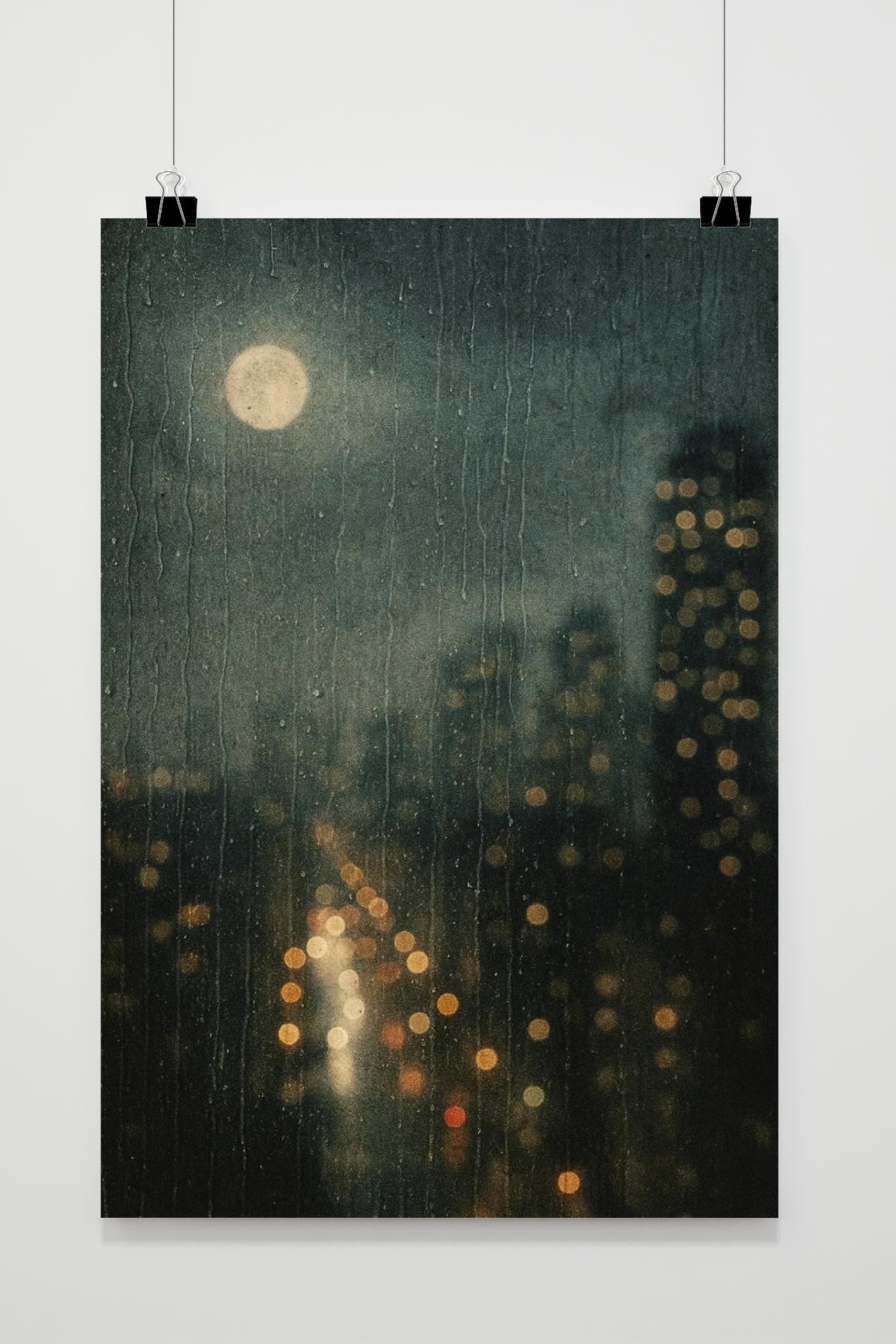 Raindrops Window Night poster van 25 Artstreet