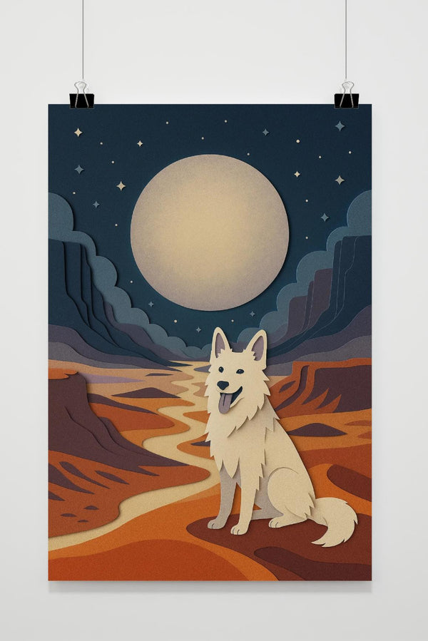 Papercraft Wolf Landscape Poster