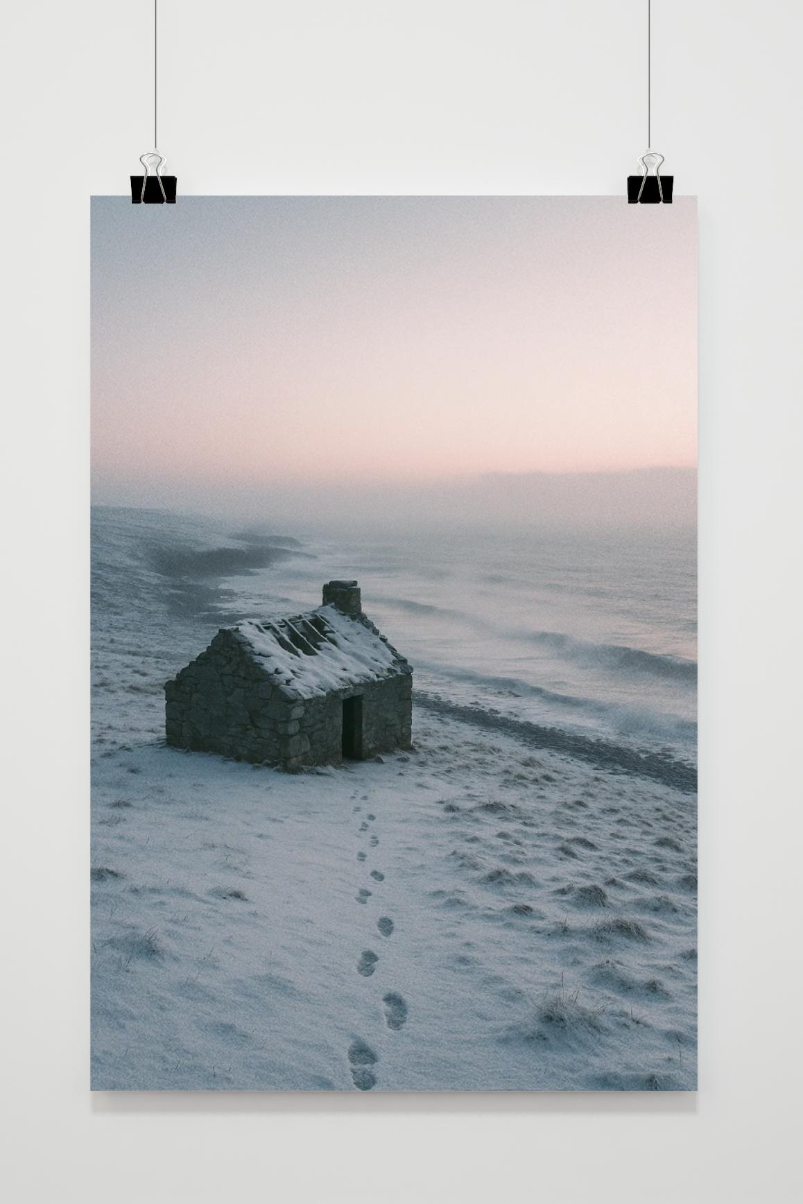 Cottage Winter Abandoned Snow Solitude Misty Poster von 25 Artstreet