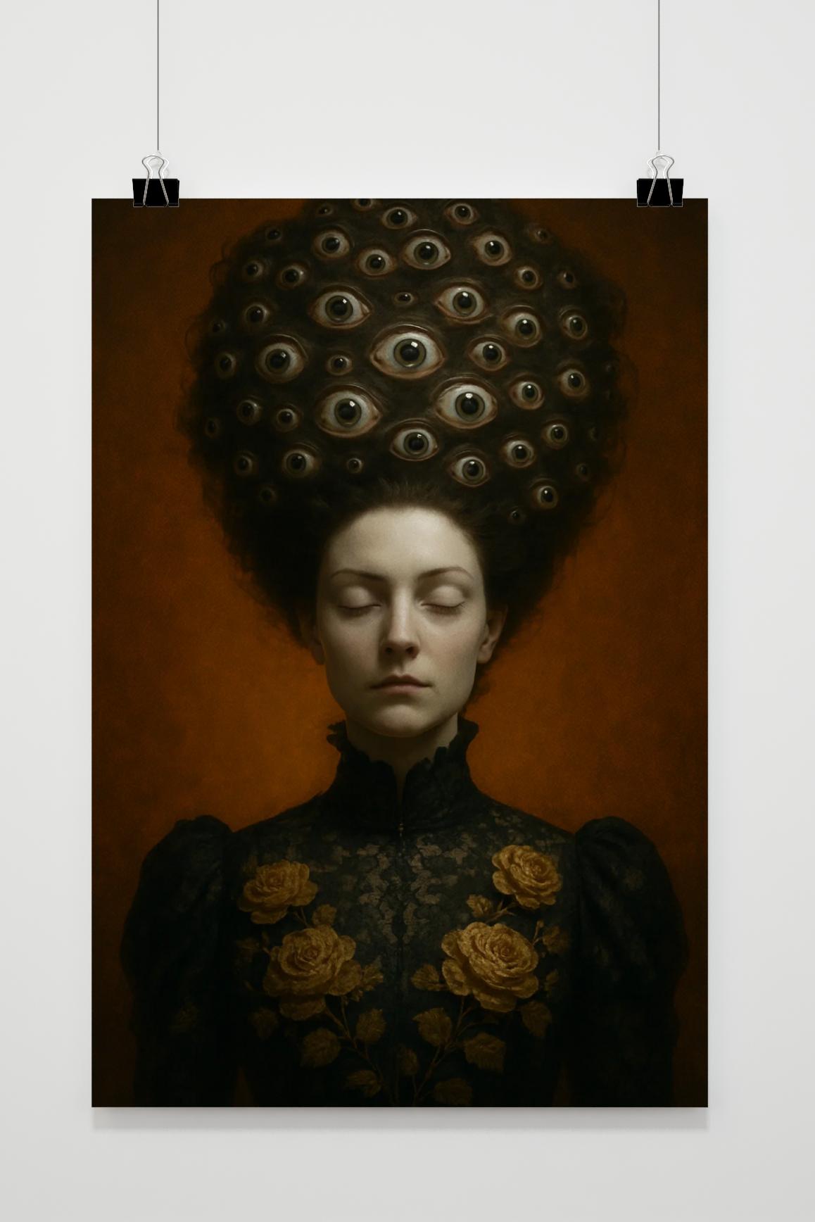 Victorian Surrealism Eyes Woman Hair Symbolic Poster von 25 Artstreet