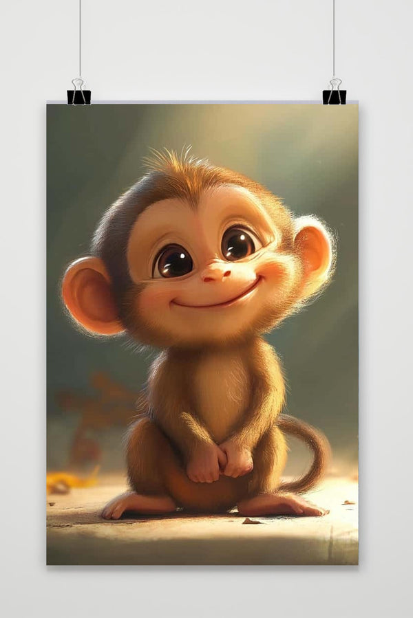 Baby Monkey Cartoon Poster