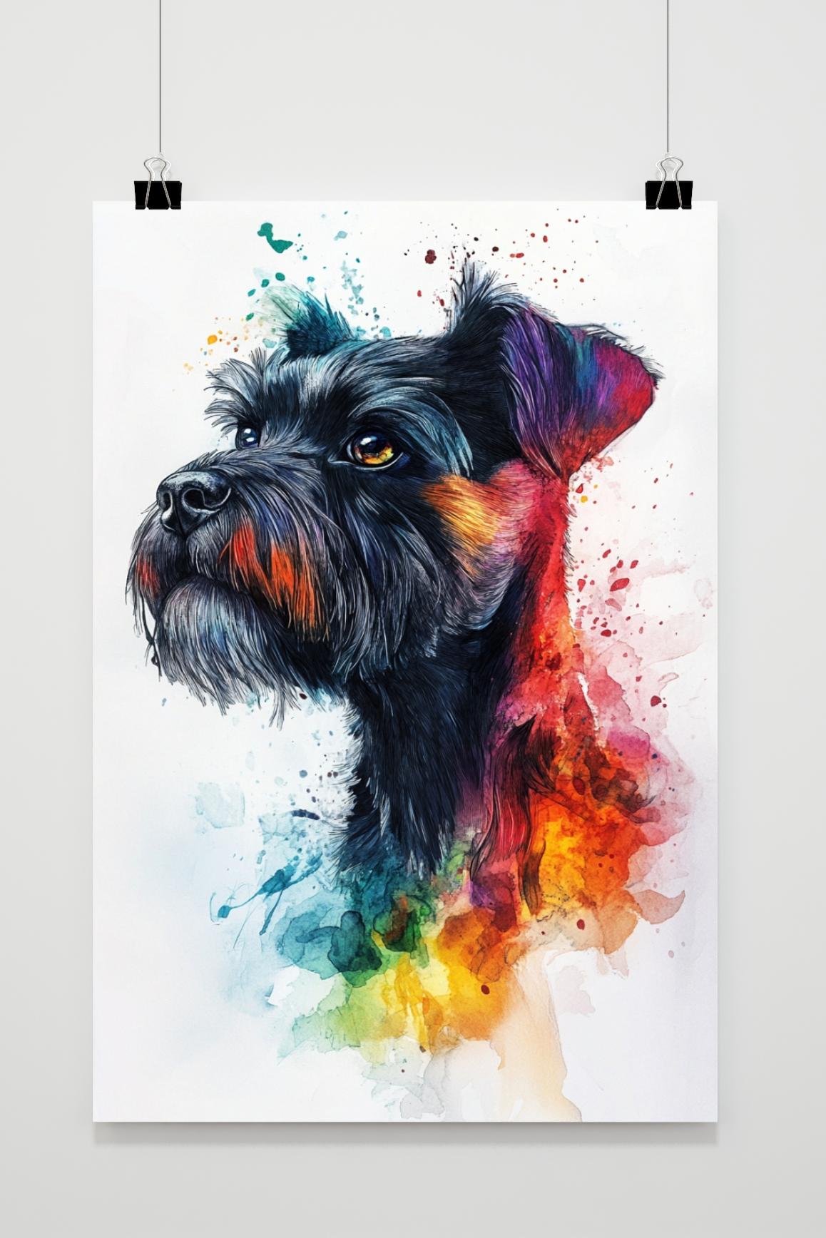 Schnauzer Dog Aquarel in an interior