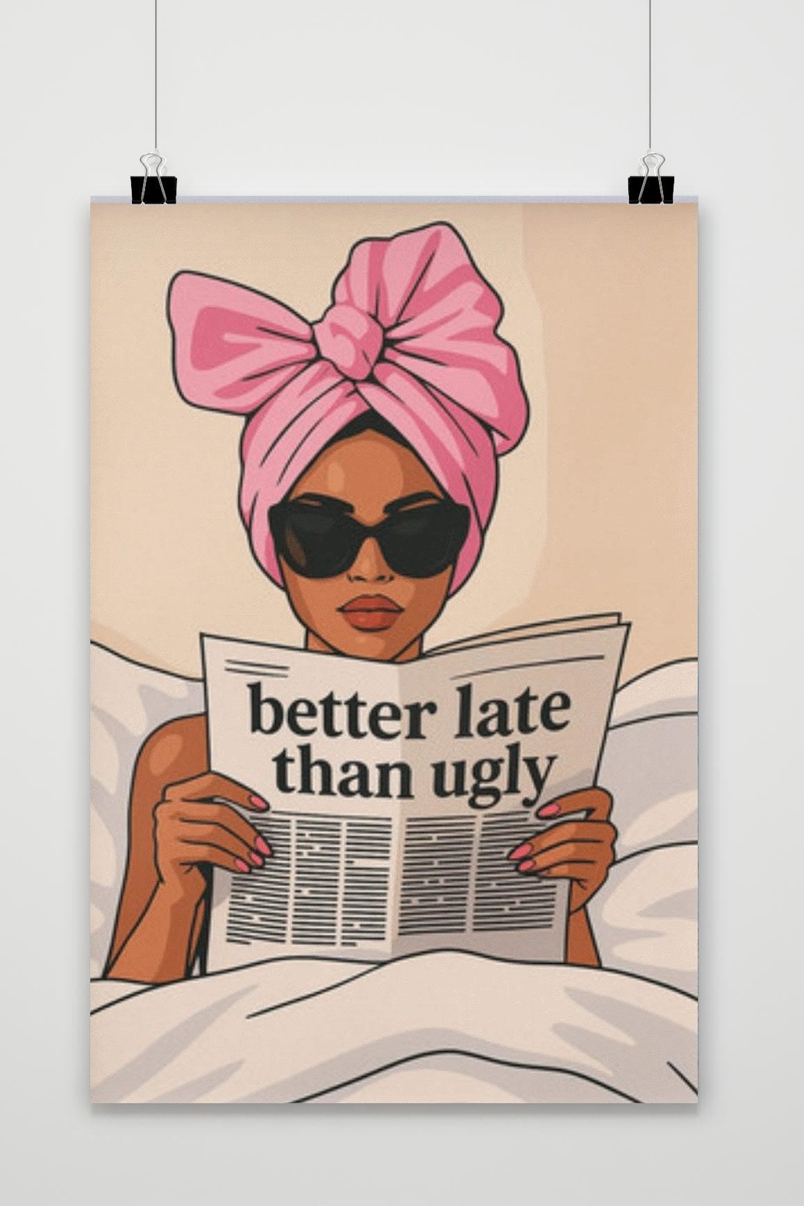 Affiche Better Late than Ugly Quote Cartoon de 25 Artstreet