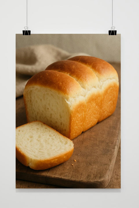 Bread Loaf Slice Rustic Cutting Board Culinary Poster