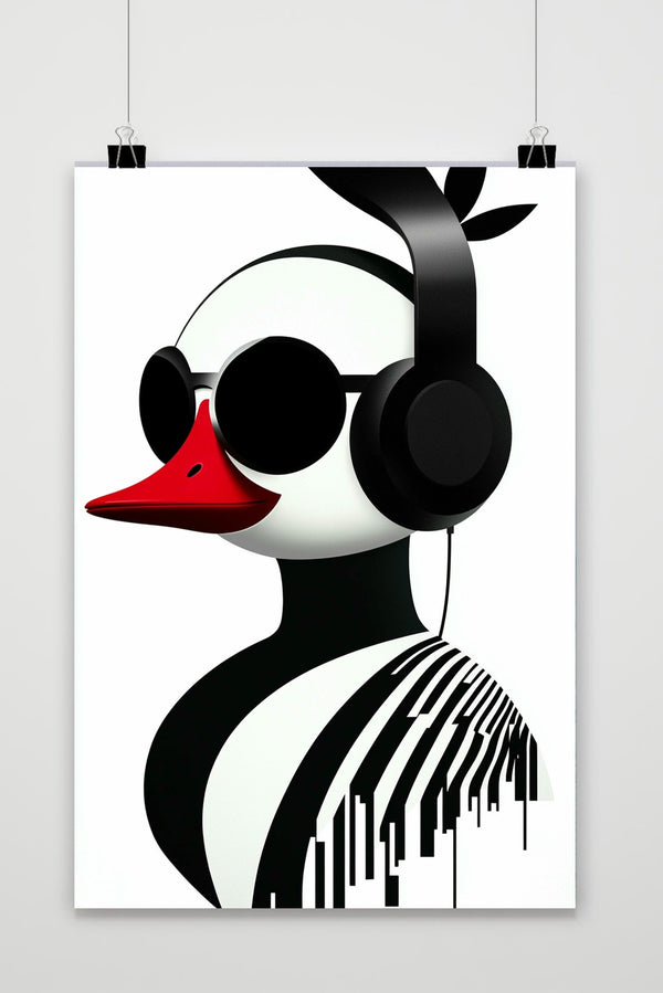 Bird Headphone Minimalist Poster