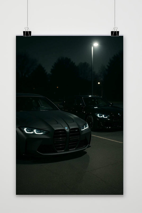BMW Cars Night Poster