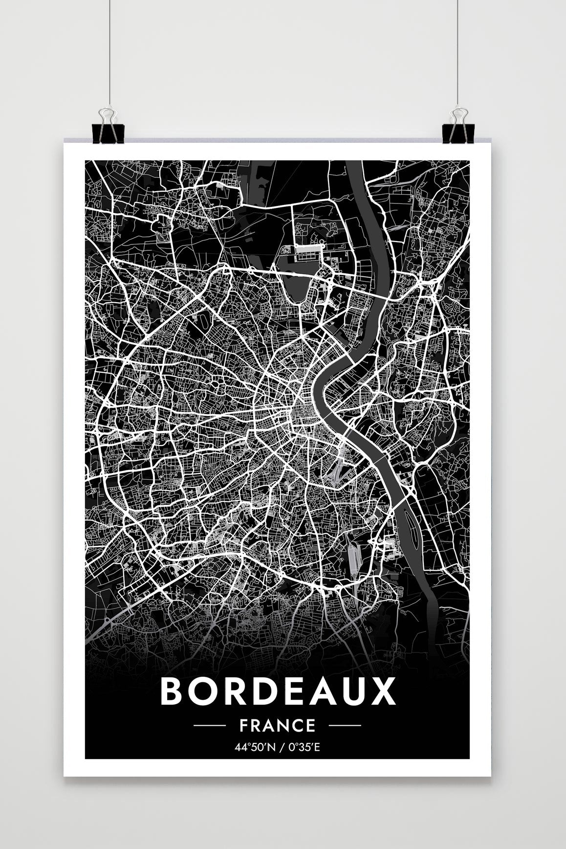 Bordeaux Map France Black poster van 25 Artstreet