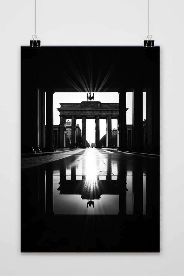 Póster Brandenburg Gate Berlin Zwart-Wit