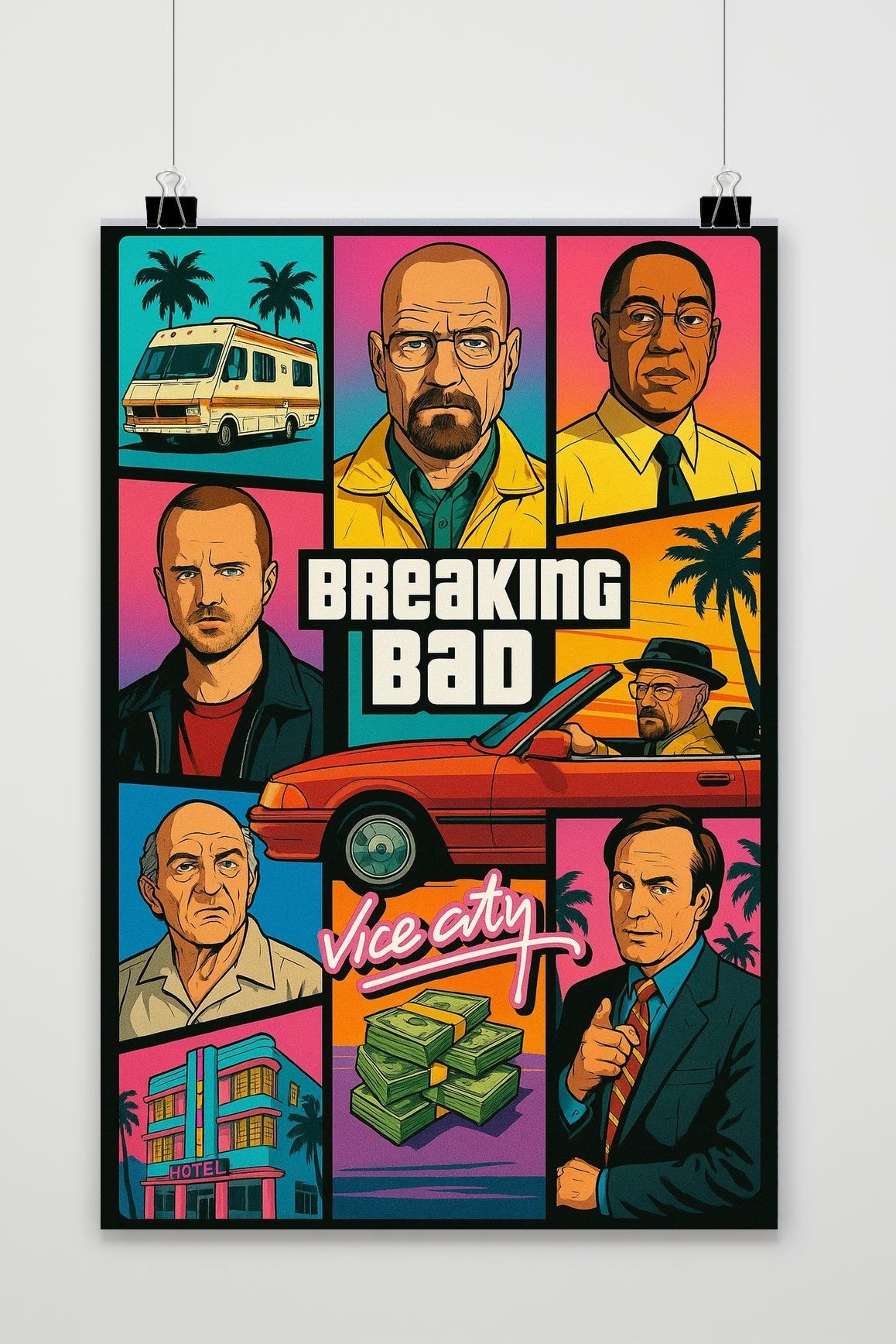 Affiche Breaking Bad Cartoon Collage de 25 Artstreet