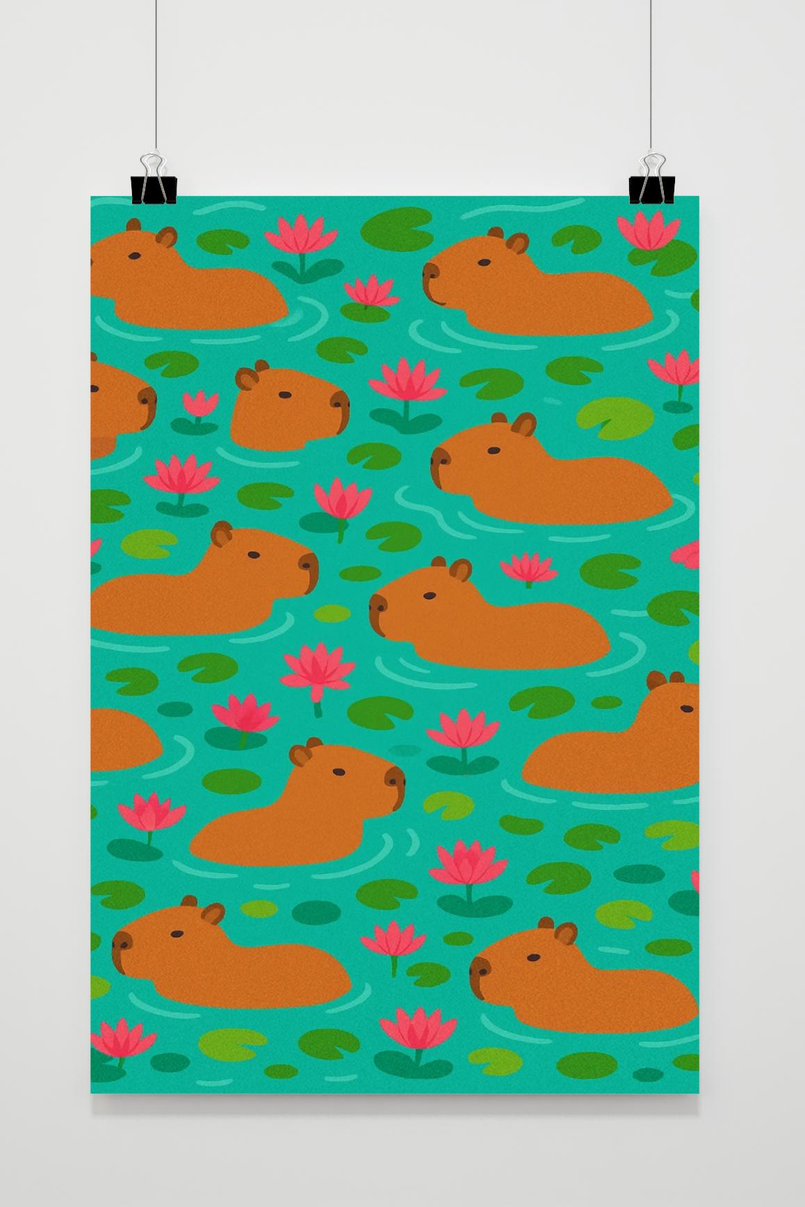 Capybara Lotus poster van 25 Artstreet