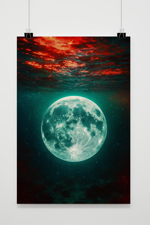 Moon Underwater Surrealism Fantasy Night poster