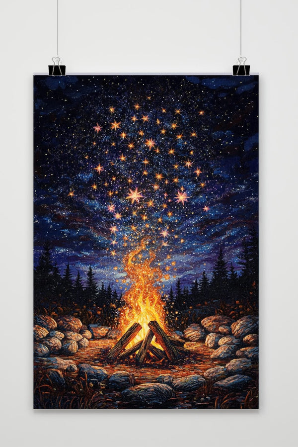 Campfire Starry Night poster