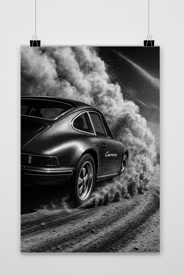 Carrera Car Zwart-Wit Poster