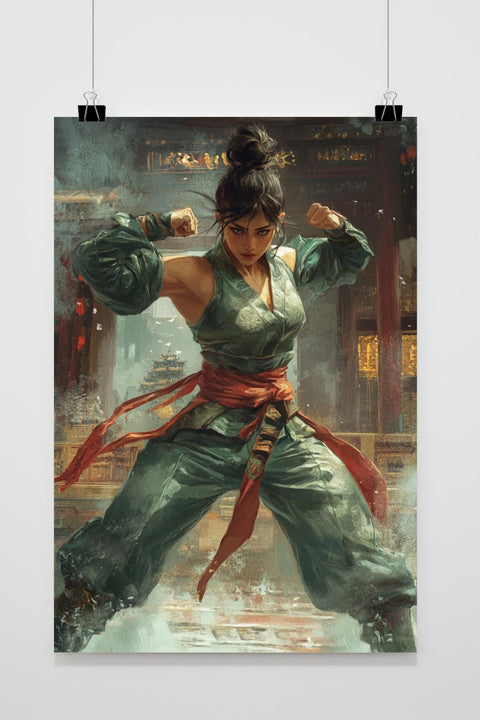 Woman Fighter Martial Arts Pose poster