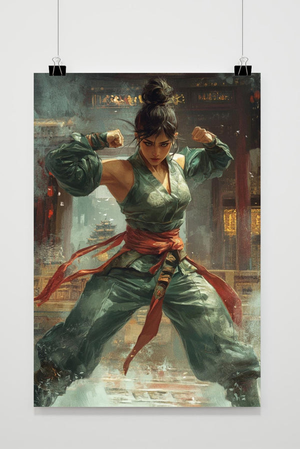 Affiche Woman Fighter Martial Arts Pose