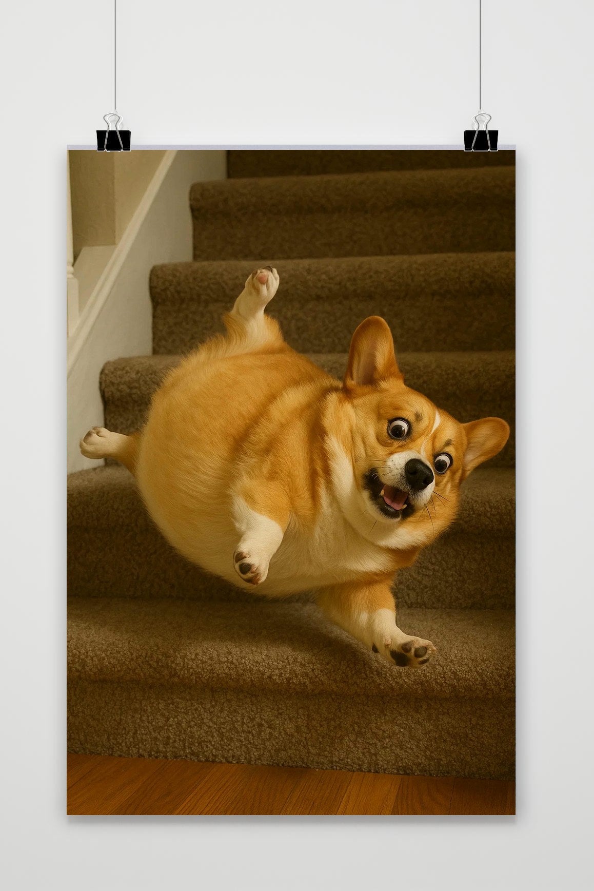 Corgi Stairs poster van 25 Artstreet